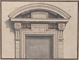 Drawing for a Door Frame, Lorenzo Sarti (Italian, Bologna, 18th century), Pen and gray-green wash